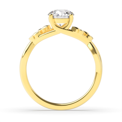 4 Prong Round Yellow Gold Elegance Twisted Engagement Rings