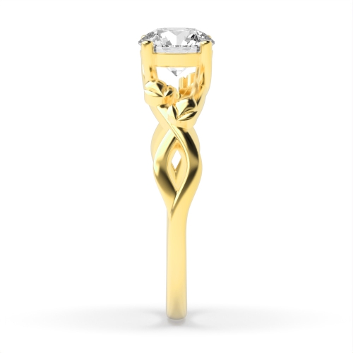 4 Prong Round Yellow Gold Elegance Twisted Engagement Rings