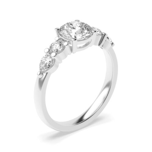 4 prong setting round shape diamond five stone ring
