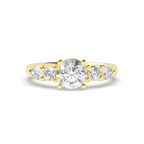 4 Prong Round Yellow Gold Gossamer Engagement Rings