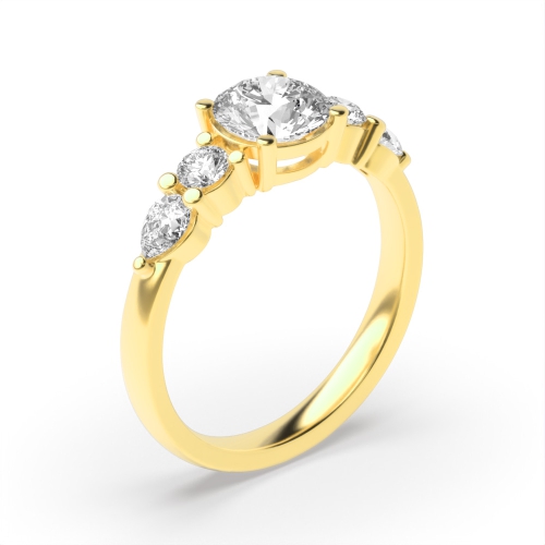 4 Prong Round Yellow Gold Gossamer Engagement Rings
