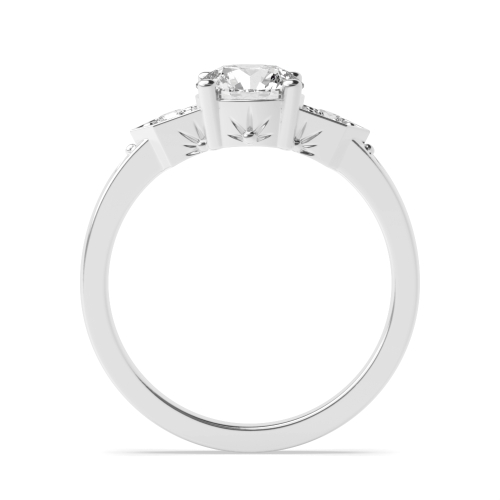 4 Prong Round Unique Three Stone Diamond Ring