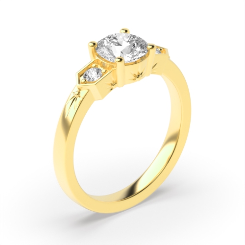 4 Prong Round Yellow Gold Unique Engagement Rings
