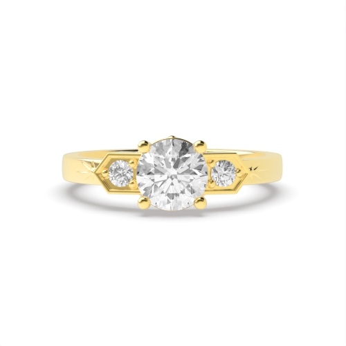 4 Prong Round Yellow Gold Unique Engagement Rings