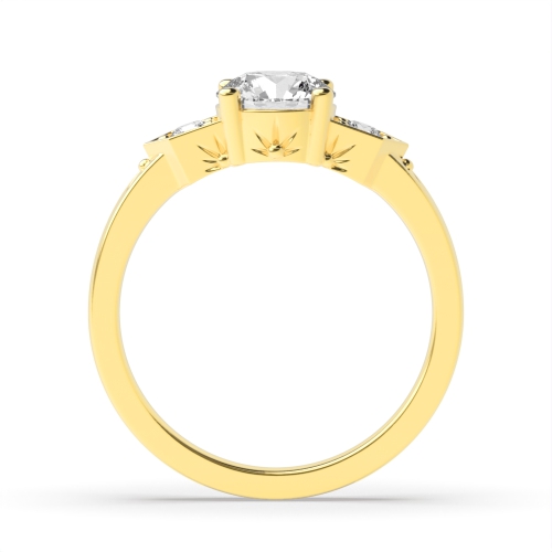 4 Prong Round Yellow Gold Unique Engagement Rings
