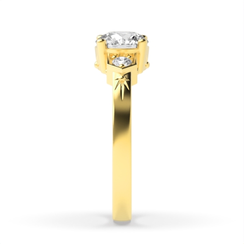 4 Prong Round Yellow Gold Unique Engagement Rings