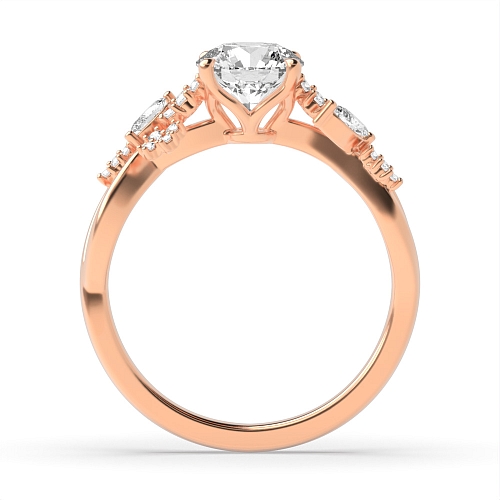 4 Prong Round Rose Gold Tulip head unique Unusual Wedding Engagement Rings