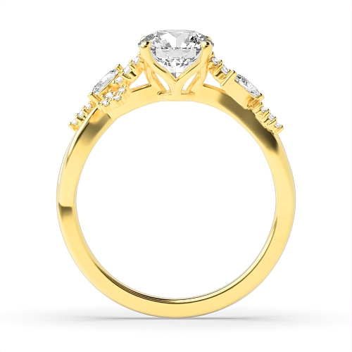 4 Prong Round Yellow Gold Tulip head unique Unique Engagement Rings