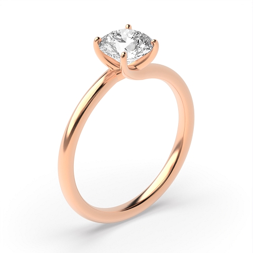 4 Prong Round Rose Gold Crossover head Engagement Rings