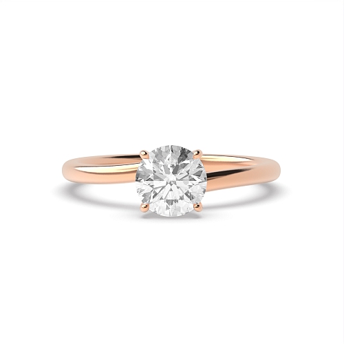 4 Prong Round Rose Gold Crossover head Engagement Rings