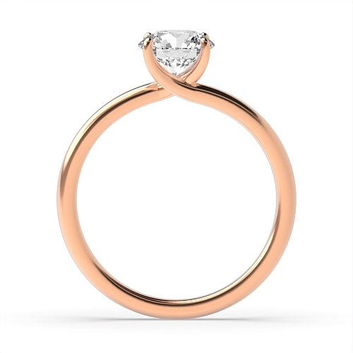 4 Prong Round Rose Gold Crossover head Engagement Rings