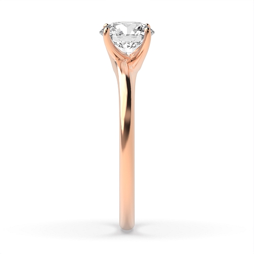 4 Prong Round Rose Gold Crossover head Engagement Rings