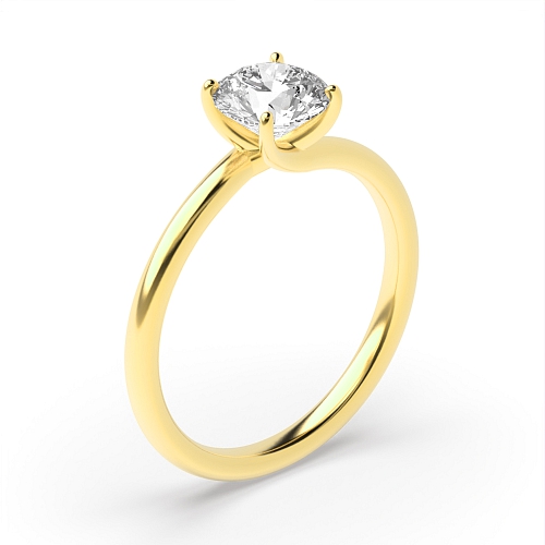 4 Prong Round Yellow Gold Crossover head Engagement Rings