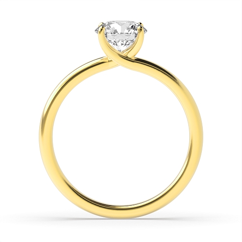 4 Prong Round Yellow Gold Crossover head Engagement Rings