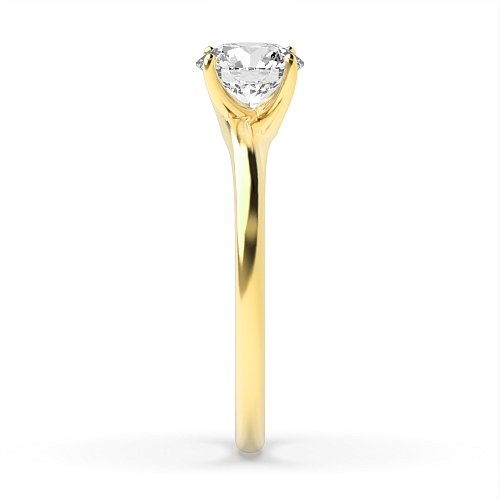 4 Prong Round Yellow Gold Crossover head Engagement Rings