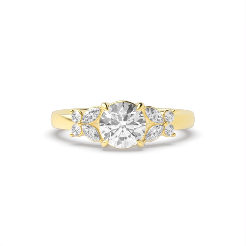 4 Prong Round Yellow Gold Heirloom Unique Engagement Rings