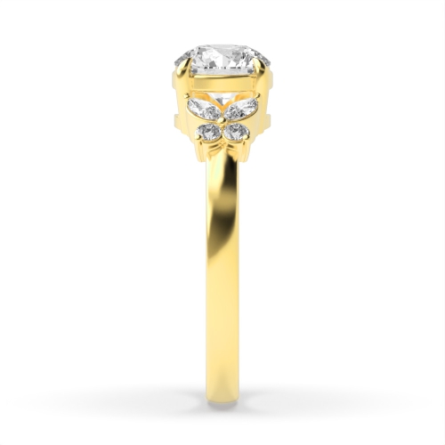 4 Prong Round Yellow Gold Heirloom Unique Engagement Rings