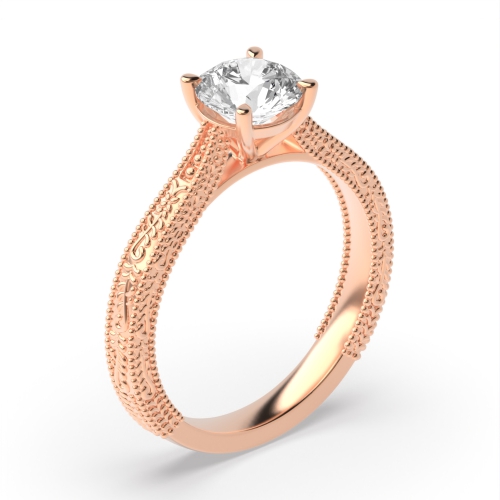 4 Prong Round Rose Gold Vintage Wedding Engagement Rings