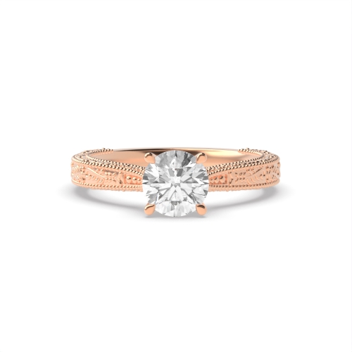 4 Prong Round Rose Gold Vintage Wedding Engagement Rings