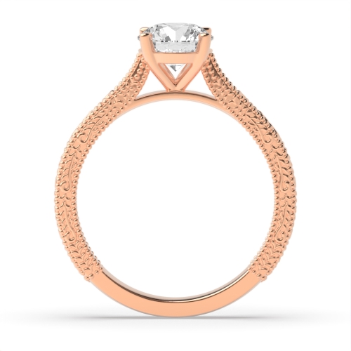 4 Prong Round Rose Gold Vintage Wedding Engagement Rings