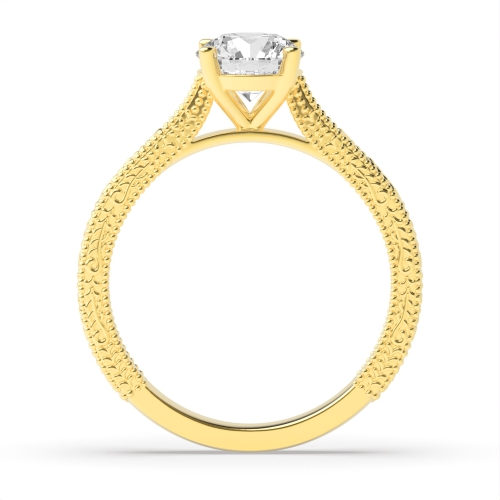 4 Prong Round Yellow Gold Vintage Engagement Rings