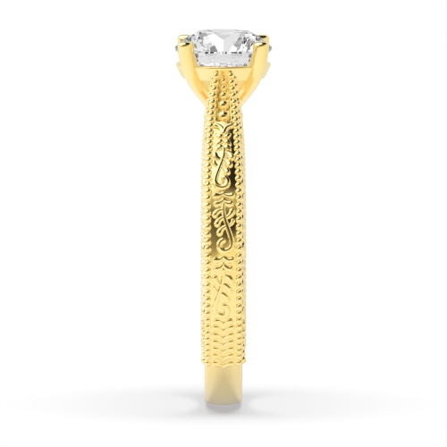 4 Prong Round Yellow Gold Vintage Engagement Rings