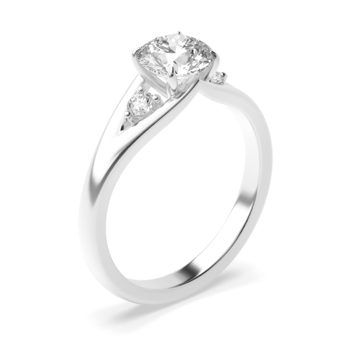 Buy 4 Prong Setting Round Shape Trilogy Diamond Ring - Abelini
