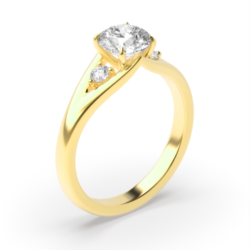 Buy 4 Prong Setting Round Shape Trilogy Diamond Ring - Abelini
