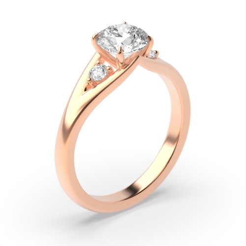 4 Prong Round Rose Gold Modern Unusual Engagement Rings