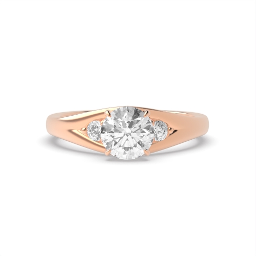 4 Prong Round Rose Gold Modern Unusual Engagement Rings