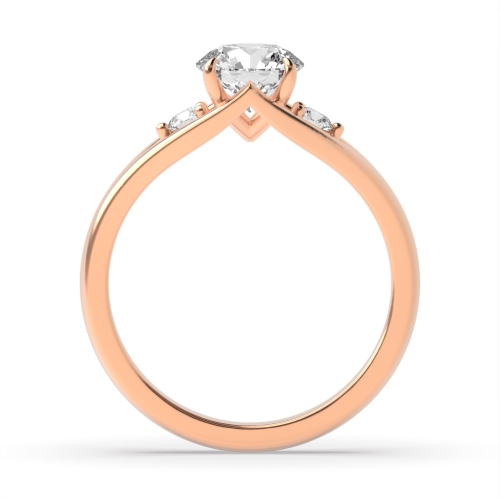 4 Prong Round Rose Gold Modern Unusual Engagement Rings