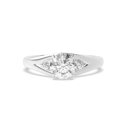 4 Prong Round Modern Trilogy Engagement Rings