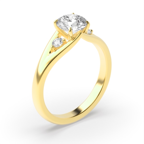 4 Prong Round Yellow Gold Modern Unique Engagement Rings