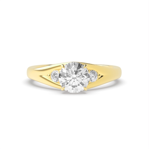 4 Prong Round Yellow Gold Modern Unique Engagement Rings