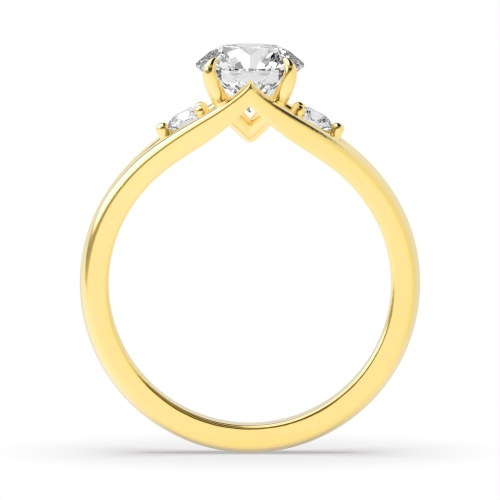 4 Prong Round Yellow Gold Modern Unique Engagement Rings