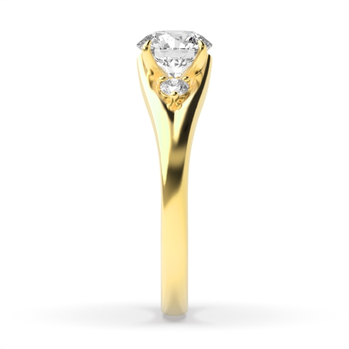 4 Prong Round Yellow Gold Modern Unique Engagement Rings