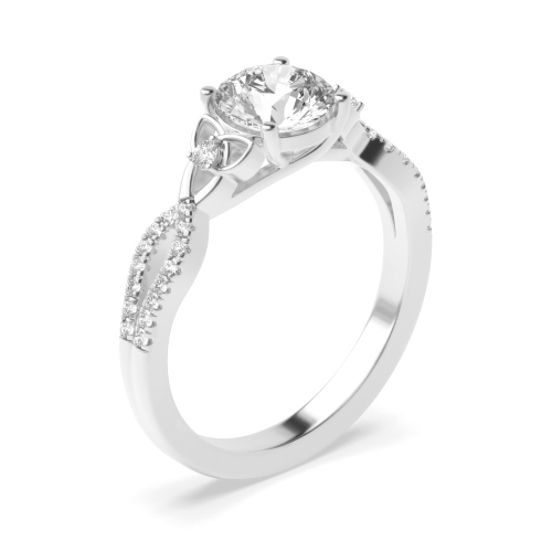 4 Prong Setting Round Shape Diamond Twisted Engagement Ring