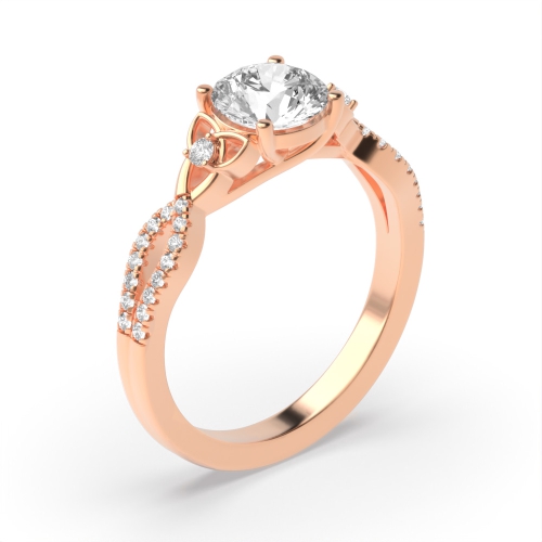 4 Prong Round Rose Gold Twisted Unusual Engagement Rings