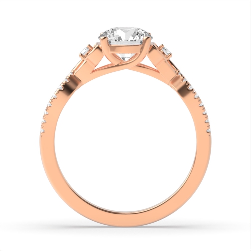 4 Prong Round Rose Gold Twisted Unusual Engagement Rings