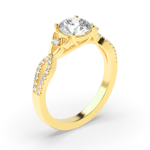 4 Prong Round Yellow Gold Twisted Unique Engagement Rings
