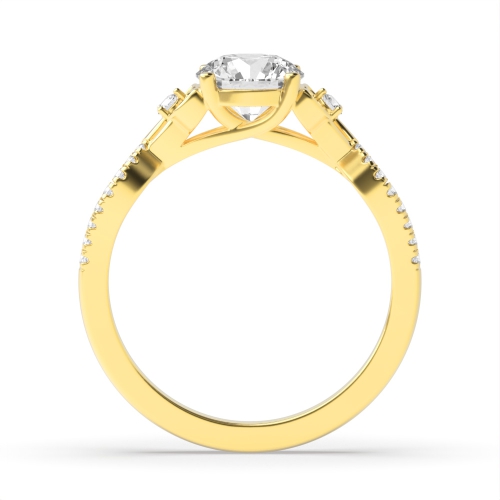 4 Prong Round Yellow Gold Twisted Unique Engagement Rings