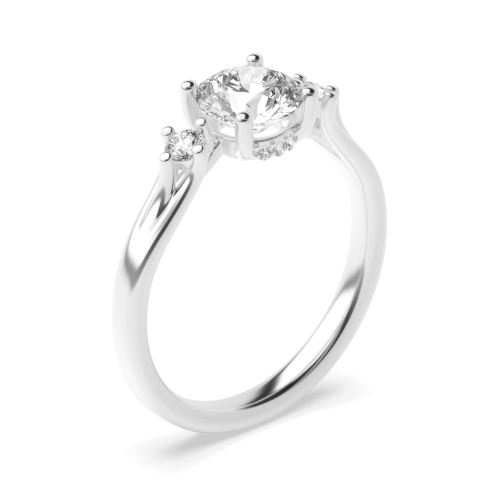 3 carat 4 prong setting round shape unique trilogy diamond ring