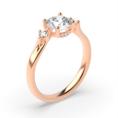 4 Prong Round Rose Gold Mesmeric Trilogy Engagement Rings