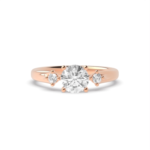 4 Prong Round Rose Gold Mesmeric Trilogy Engagement Rings