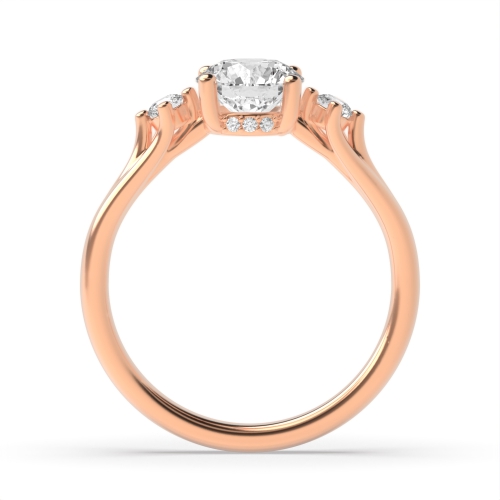 4 Prong Round Rose Gold Mesmeric Trilogy Engagement Rings