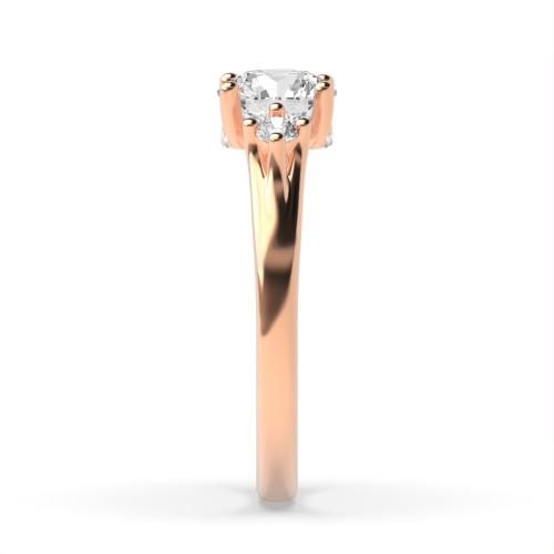 4 Prong Round Rose Gold Mesmeric Trilogy Engagement Rings