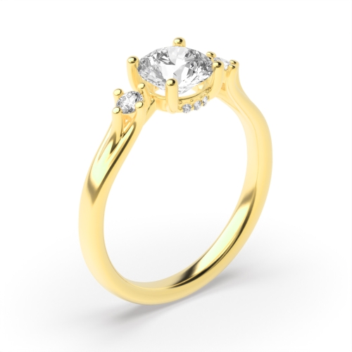 4 Prong Round Yellow Gold Mesmeric Engagement Rings