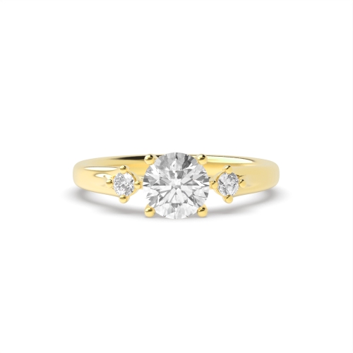 4 Prong Round Yellow Gold Mesmeric Engagement Rings