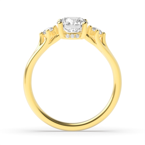 4 Prong Round Yellow Gold Mesmeric Engagement Rings