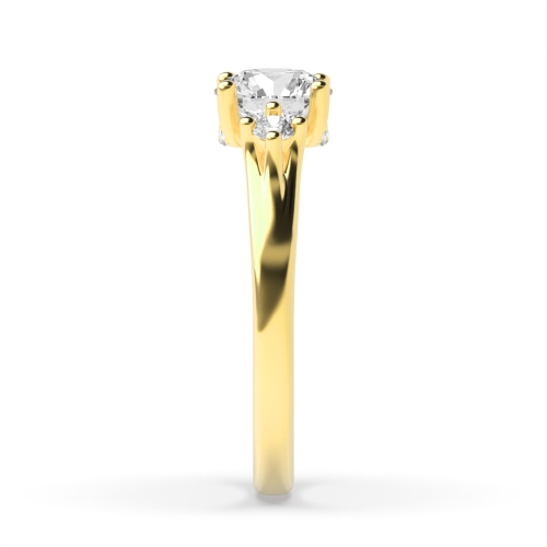 4 Prong Round Yellow Gold Mesmeric Engagement Rings